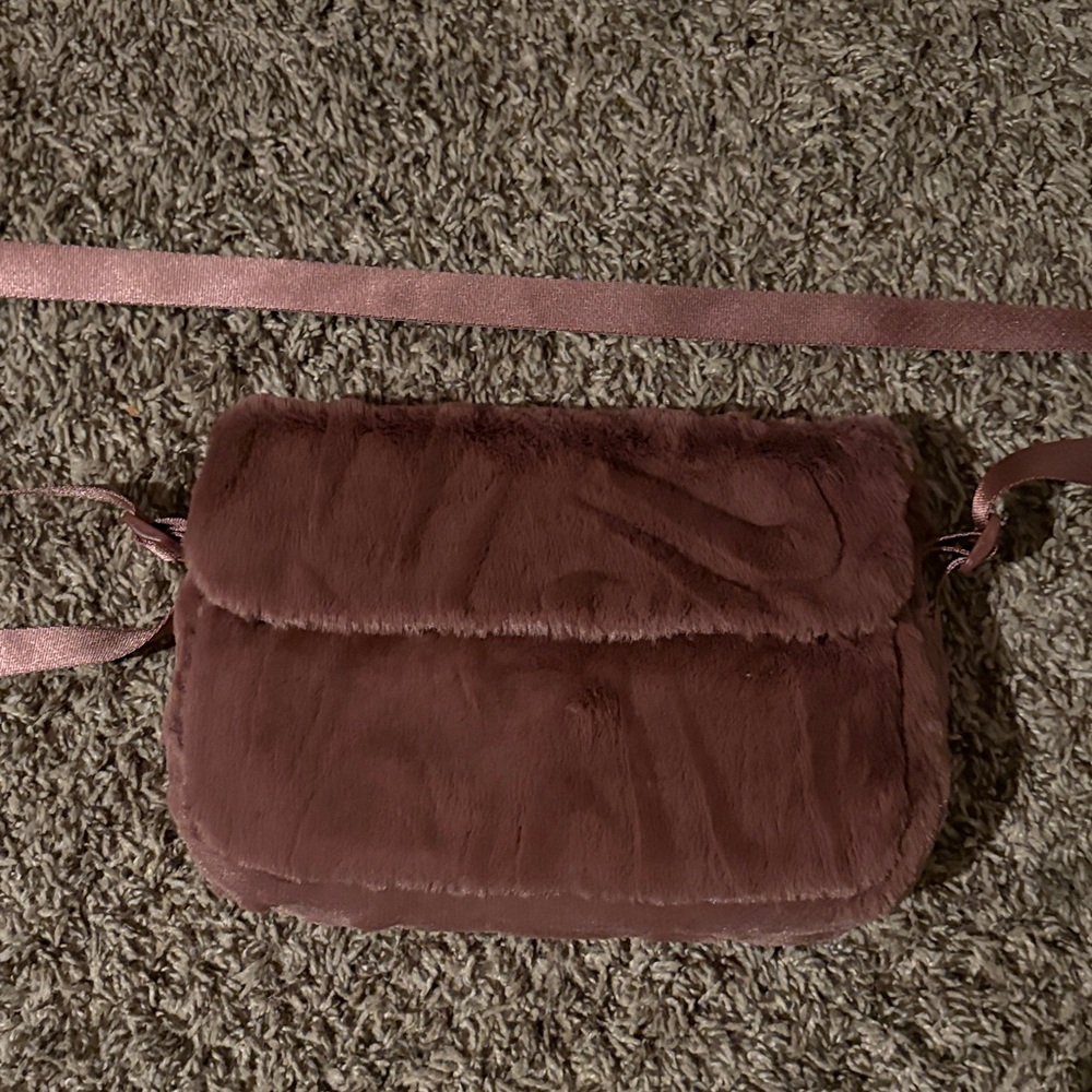 Brown Nike Faux Fur Crossbody Bag